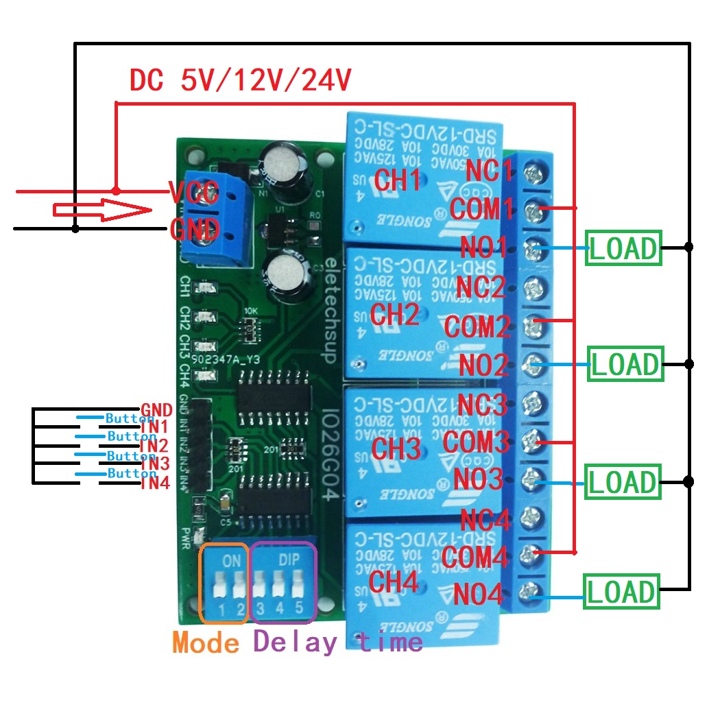 1 шт. 4-канальный DC 5 В 12 В  – обзор и цена Shelly Relay Module