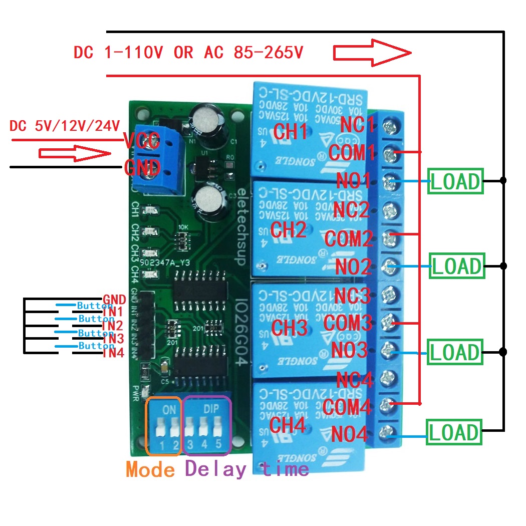 1 шт. 4-канальный DC 5 В 12 В  – обзор и цена Shelly Relay Module
